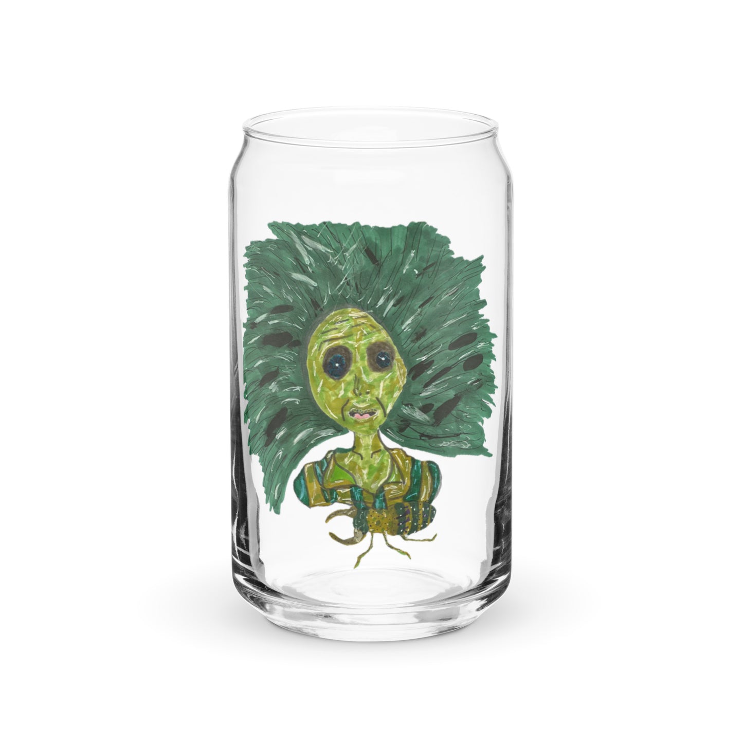 Beer Can Shaped Original Artwork Designed Green Lady Glass