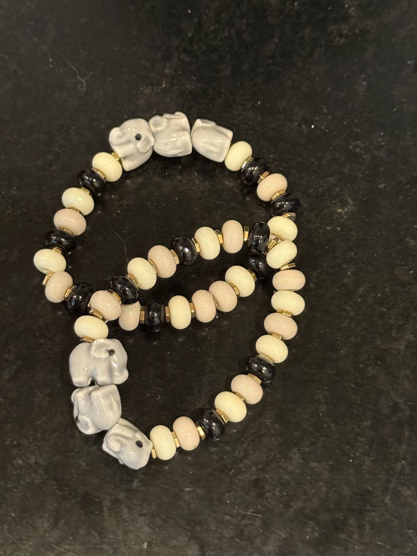 Original pair of elephant charm handmade bracelet