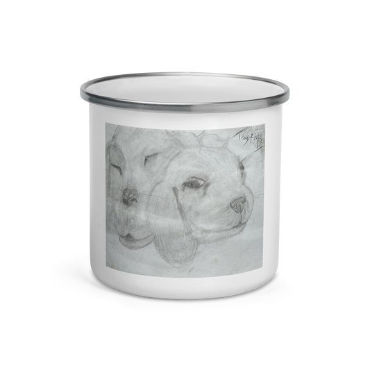 Dual Doggies Enamel Camping Mug