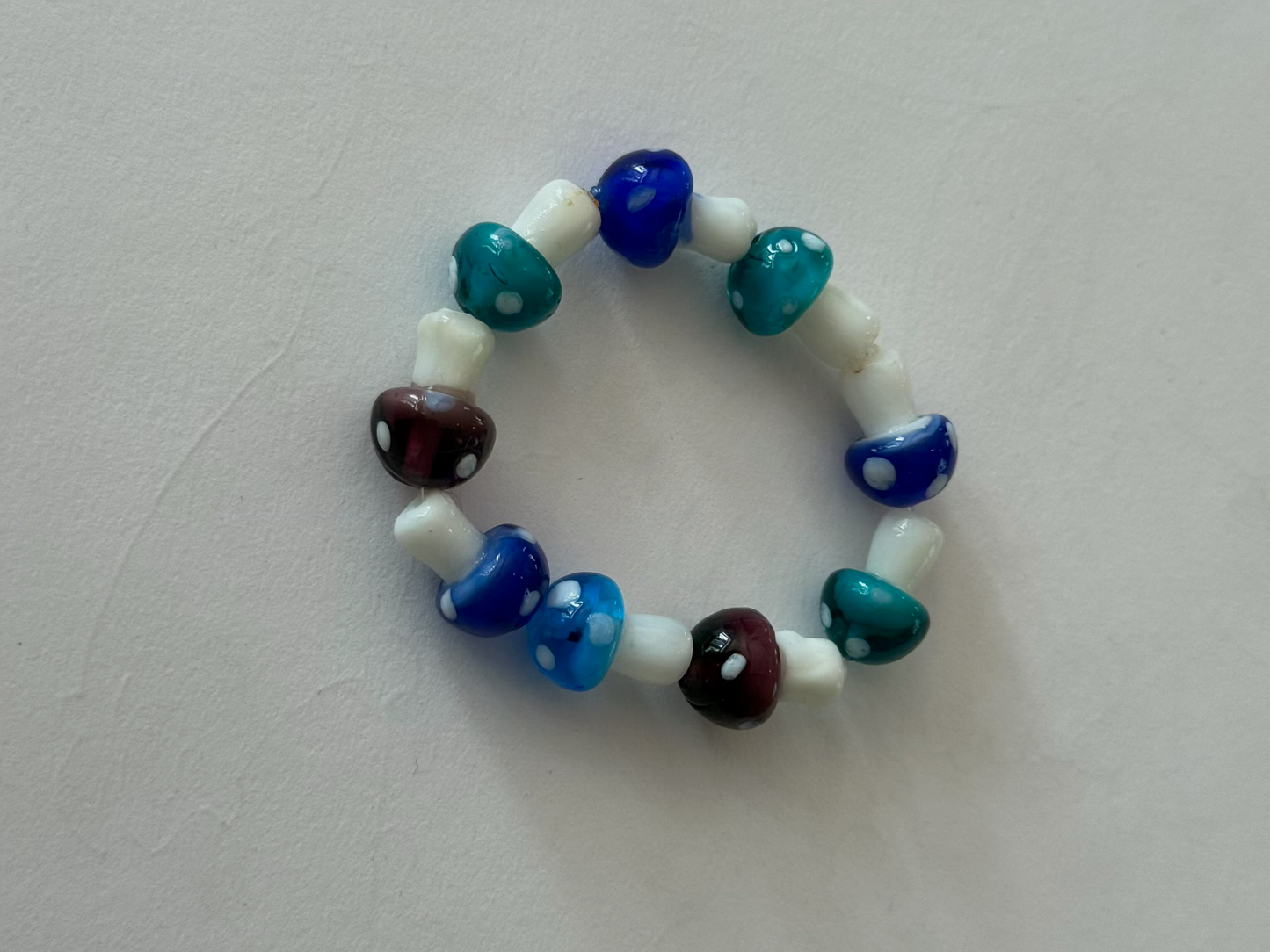 Original handmade Smooth glass mushroom bead bracelet