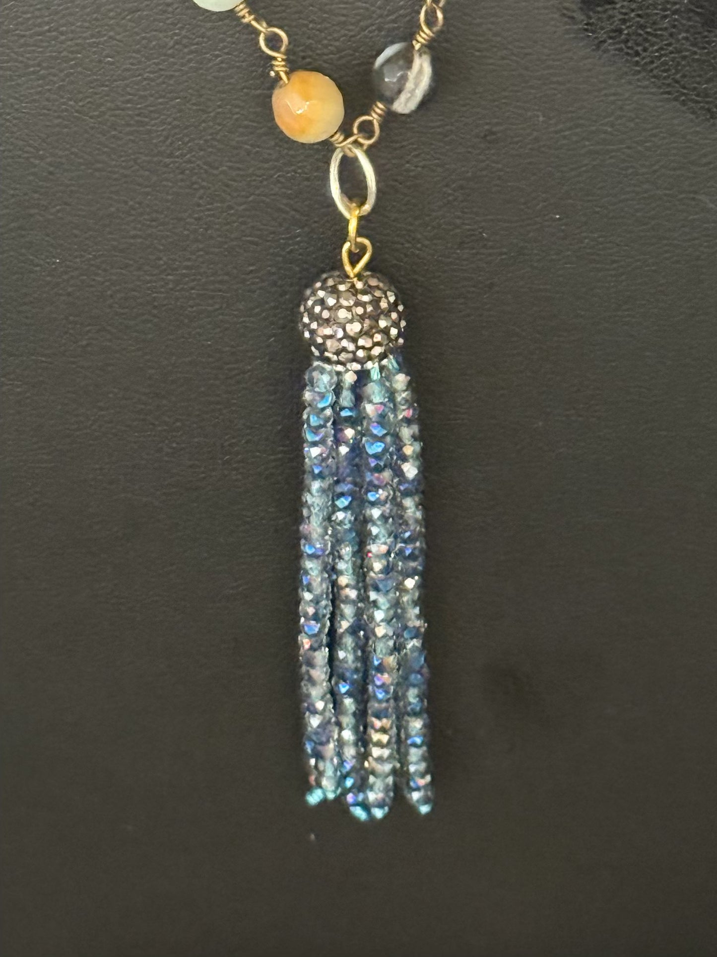 Original blue pastel pendant Necklace Jewelry by Taytem Barth