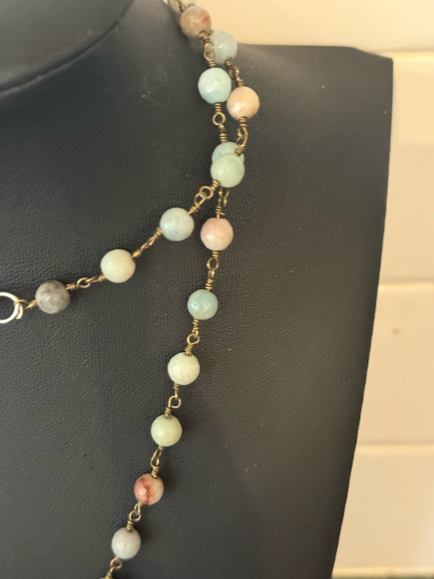 Original blue pastel pendant Necklace Jewelry by Taytem Barth