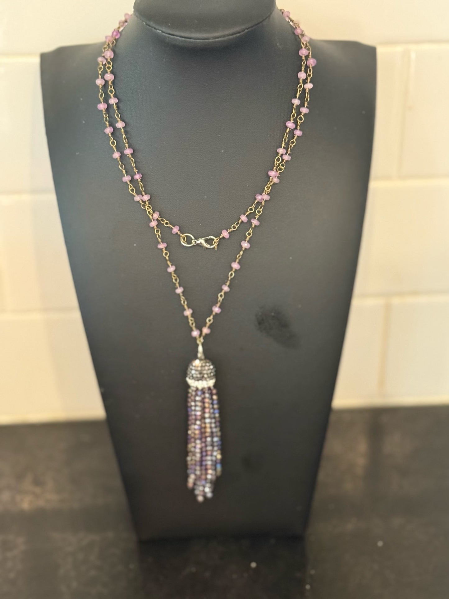 Original purple colored pendant Necklace Jewelry by Taytem Barth