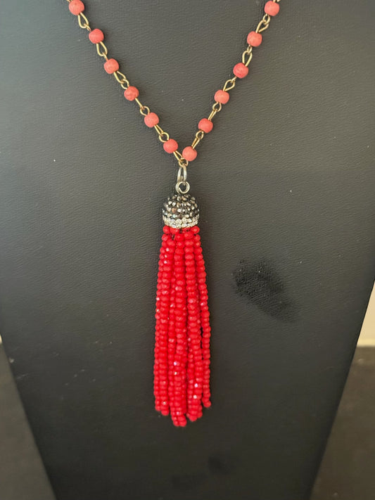 Original red pendant Necklace Jewelry by Taytem Barth