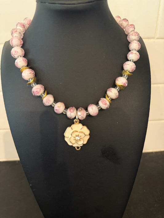 Original Rose Flower Pendant Necklace Jewelry by Taytem Barth