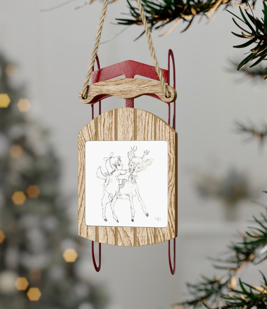 Sled Ornaments Original Artwork by Taytem Barth