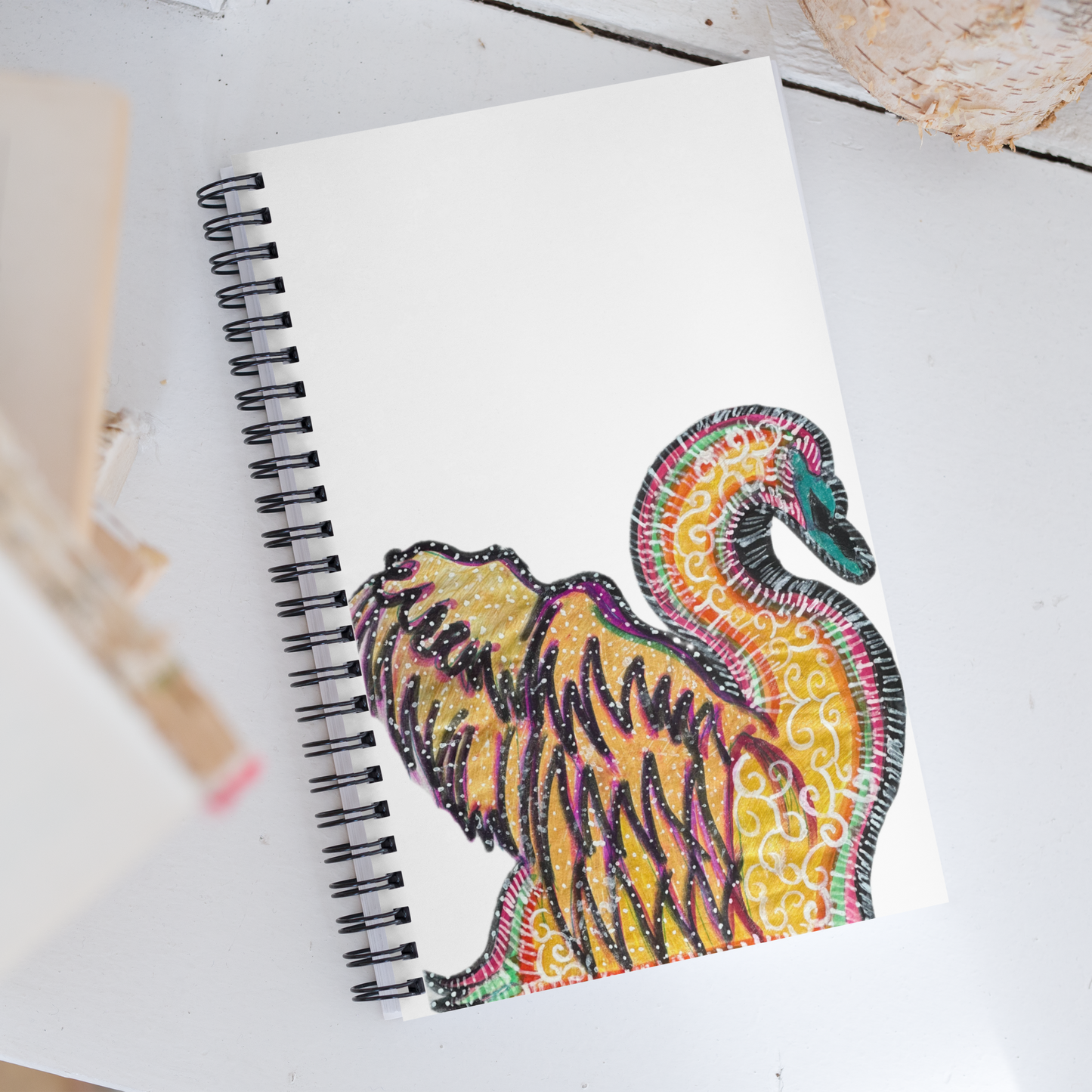 Psychedelic Swan Spiral Notebook