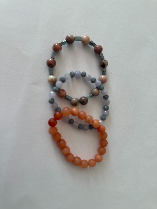 Original handmade trio of Smooth Stone bracelets