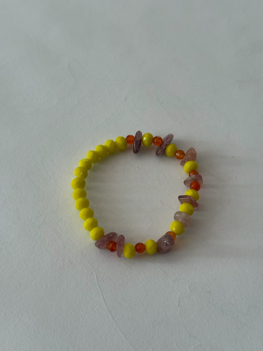 Original handmade yellow smooth glass bracelet