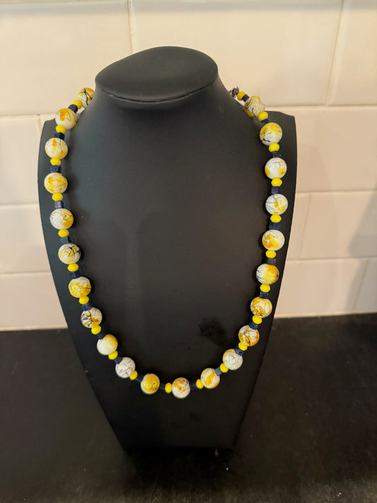 Original Yellow Abstract Necklace Jewelry by Taytem Barth