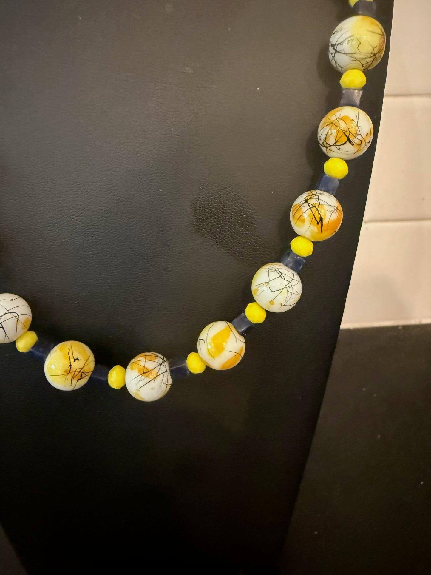 Original Yellow Abstract Necklace Jewelry by Taytem Barth